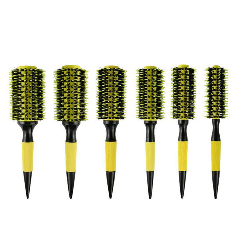 Round Wooden Comb with Mixed Nylon and Boar Bristles