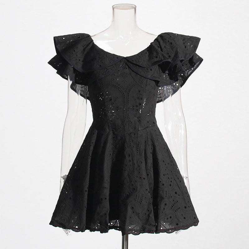 Bohemian Off-Shoulder Dress with Embroidery and Ruffles