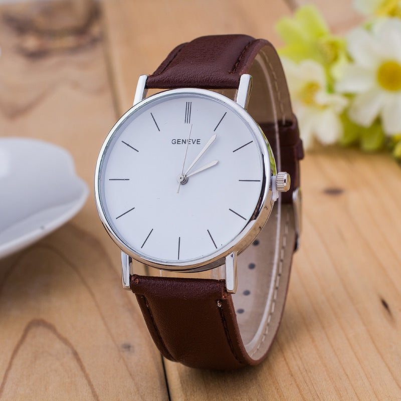 GENEVE Sport Watch with PU Leather Strap for Men