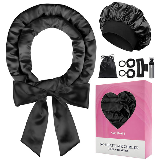 Satin Heatless Curler Headband - Overnight Hair Curlers to Sleep In Overnight Curls Headband 70" Hair Curlers No Heat 9 Pcs Satin Heatless Curling Set for Women Long Hair