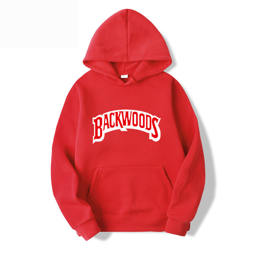 Pullover Hoodie with BACKWOODS Print (Hip-Hop)