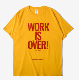 "Work is Over" Casual Men's T-Shirt with Letter Print