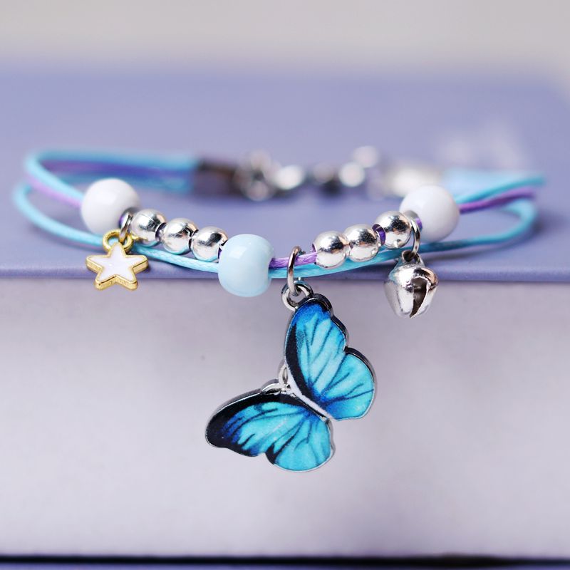 Embroidered Cowhide Bracelet with Alloy Notes