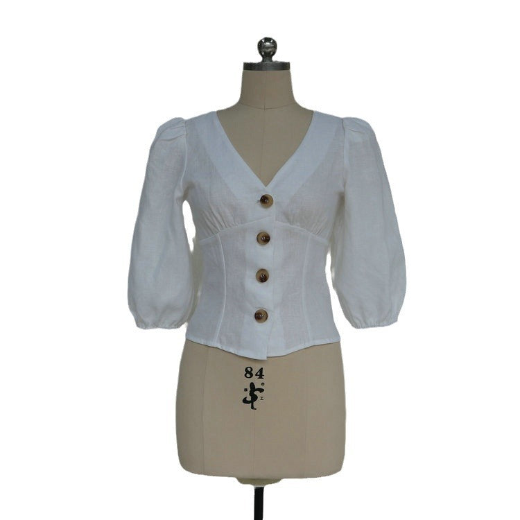 Bubble Sleeve Women's Blouse