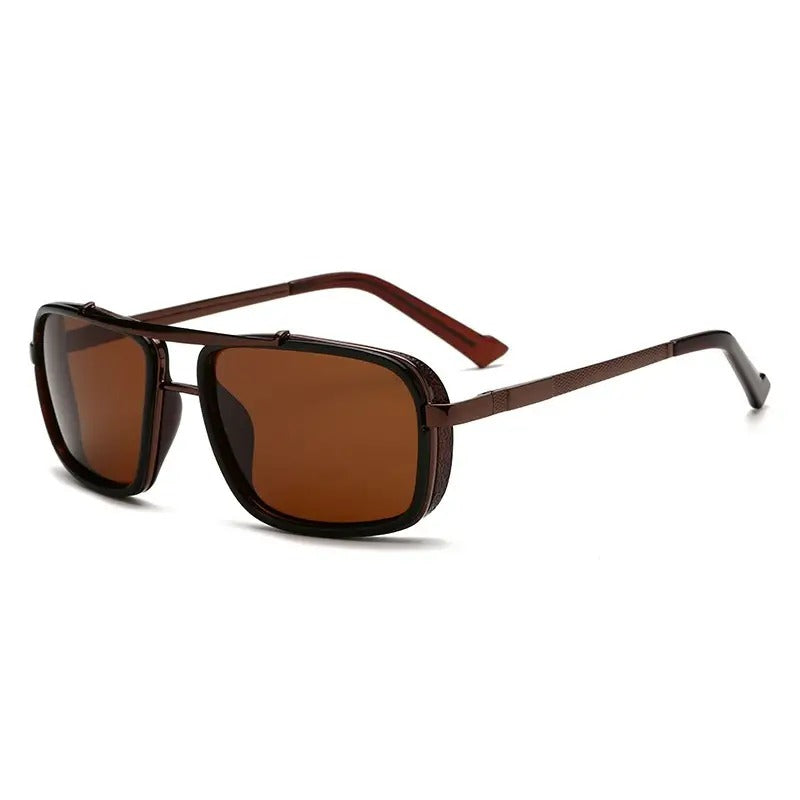 Men's Vintage Steampunk Polarized Rectangular Sunglasses