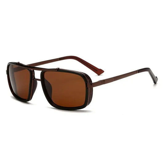 Men's Vintage Steampunk Polarized Rectangular Sunglasses