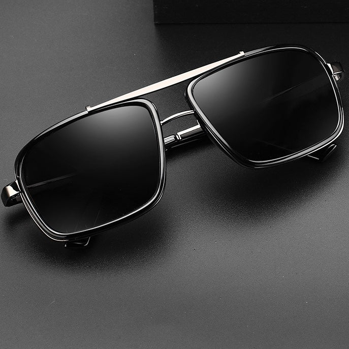 Men's Vintage Steampunk Polarized Rectangular Sunglasses