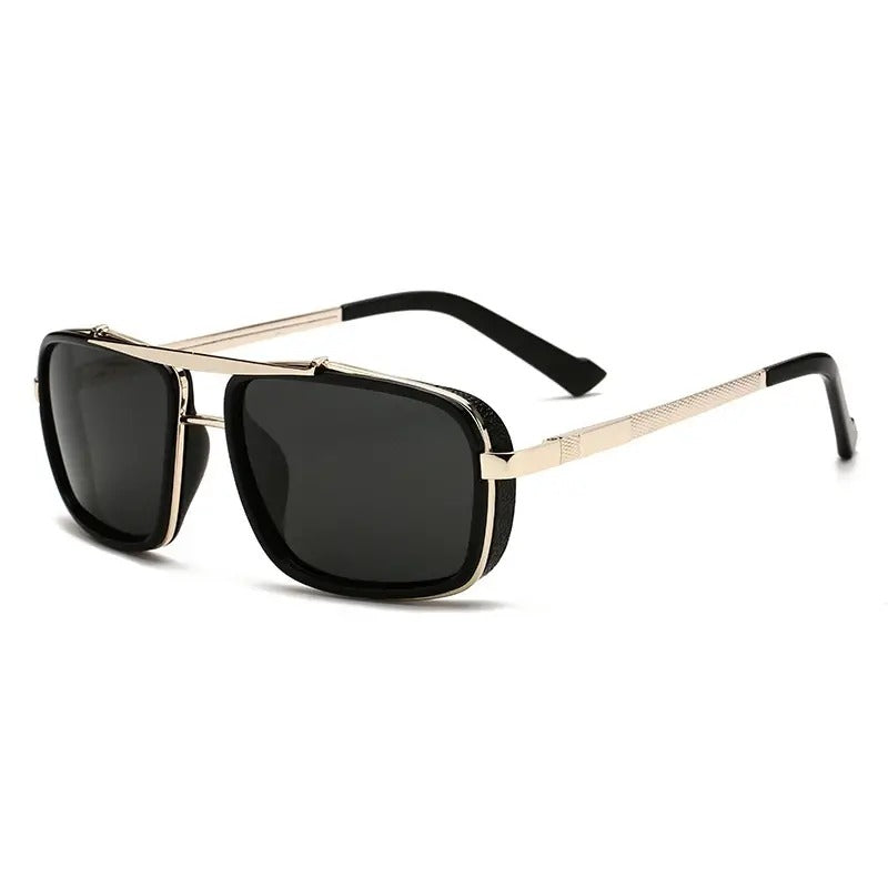 Men's Vintage Steampunk Polarized Rectangular Sunglasses
