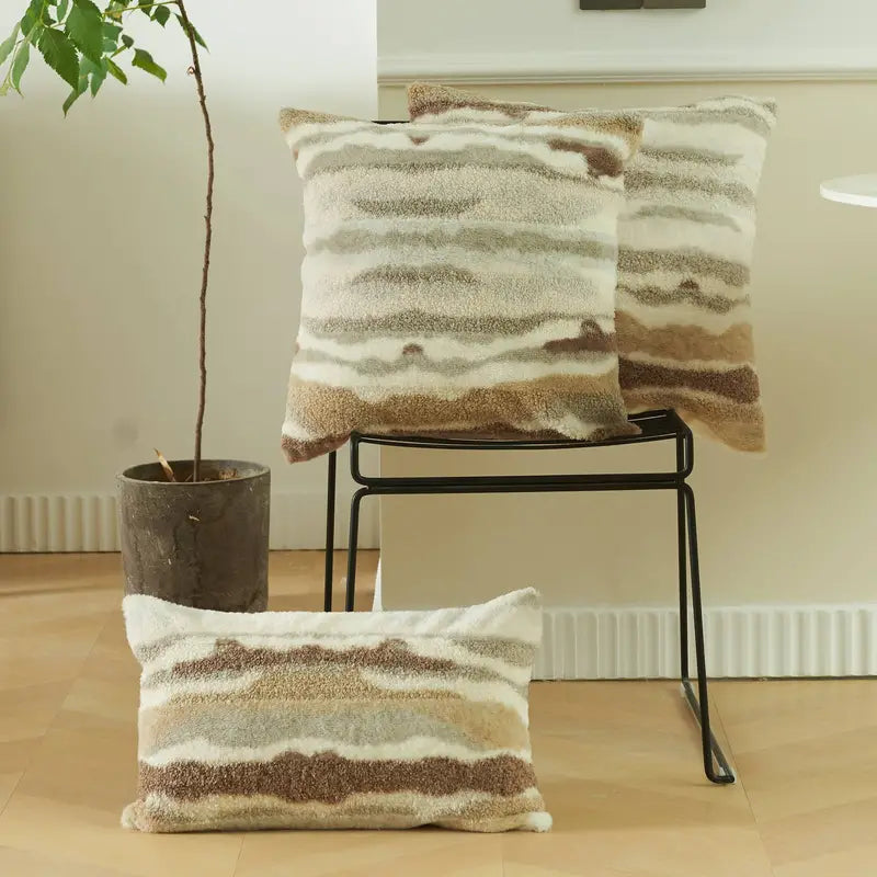 Mixed Plush Throw Pillow Case for Living Room (1pc)