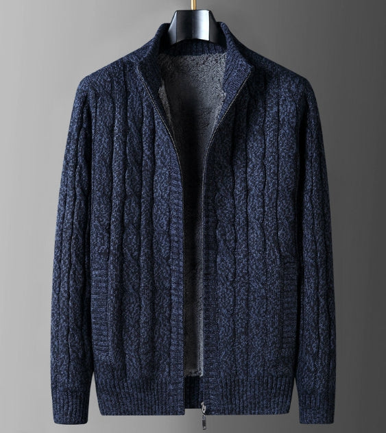 Men's Thick Thermal Fleece-lined Cardigan Sweater