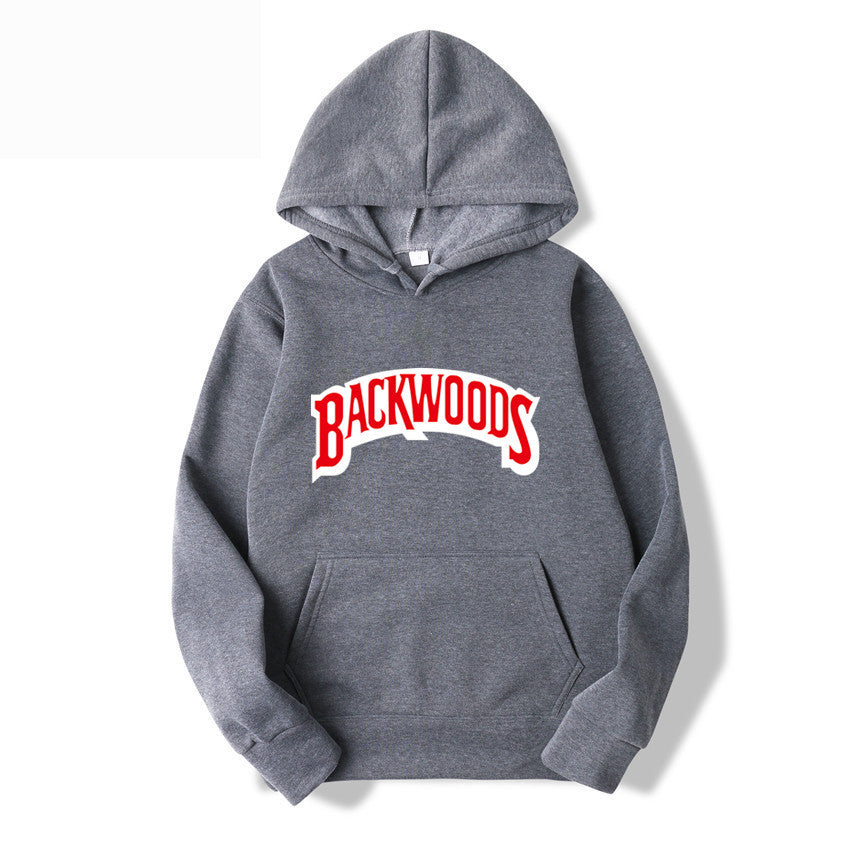 Pullover Hoodie with BACKWOODS Print (Hip-Hop)