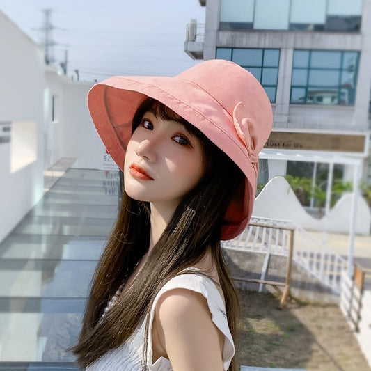 Women's Large Brim Bow Summer Sunshade Hat
