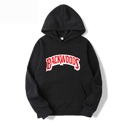 Pullover Hoodie with BACKWOODS Print (Hip-Hop)