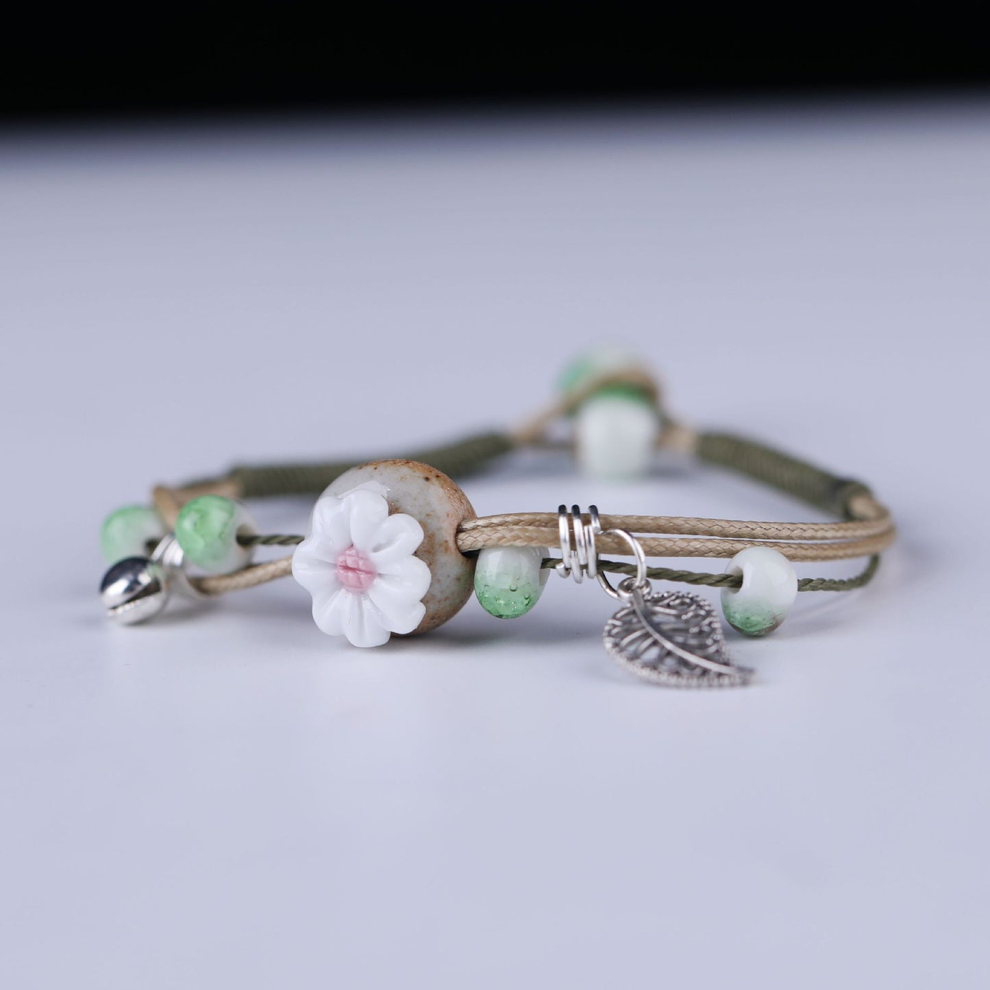 Embroidered Cowhide Bracelet with Alloy Notes