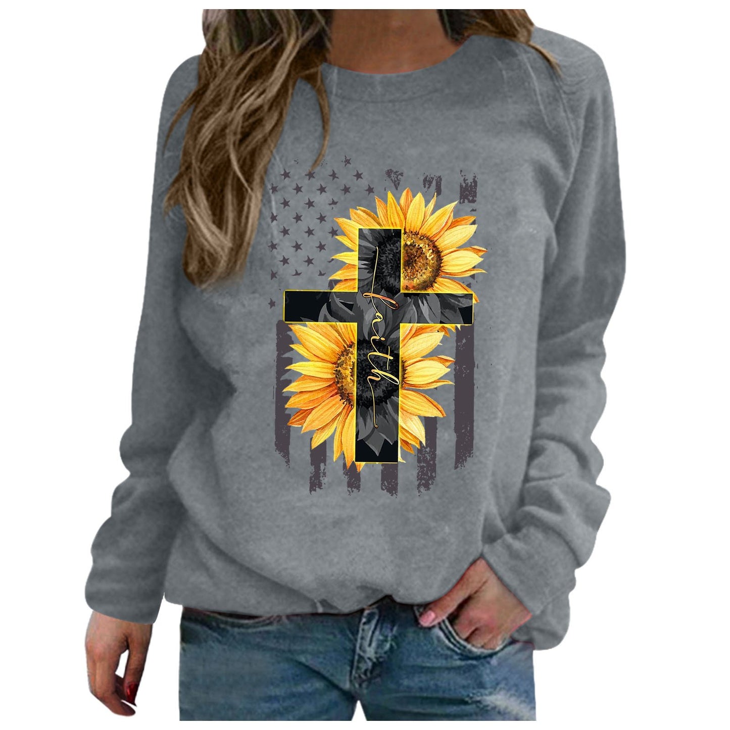 Plus Size Long-Sleeved Printed Hoodie