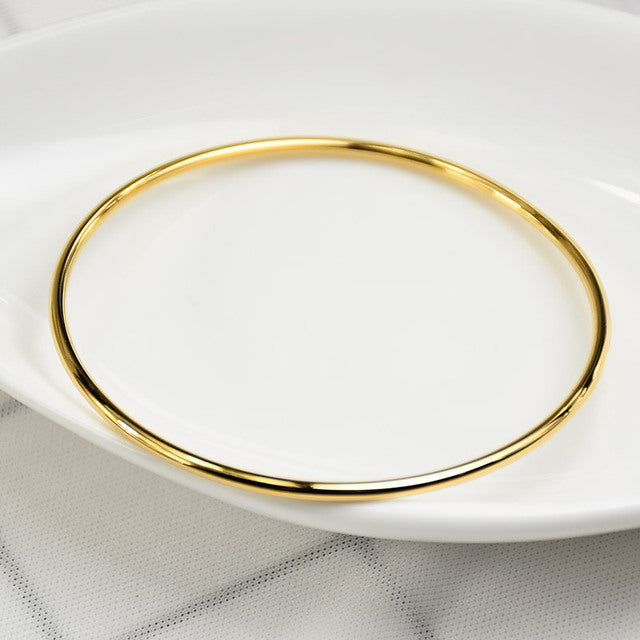 Gold-Plated Stainless Steel Classic Round Coil Bracelet