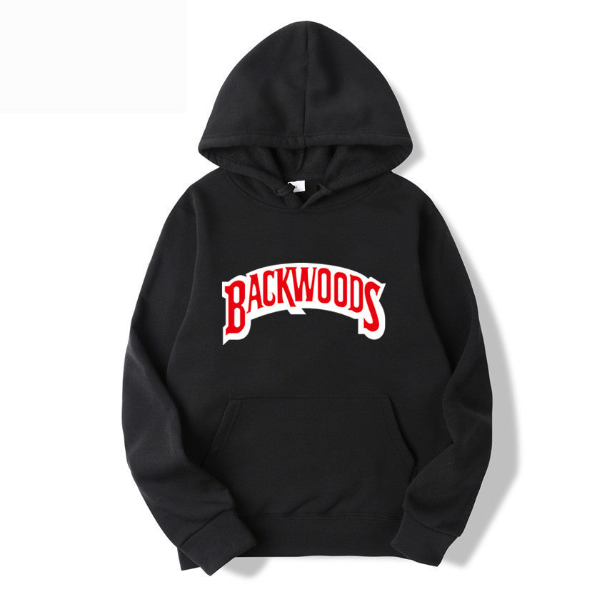 Pullover Hoodie with BACKWOODS Print (Hip-Hop)