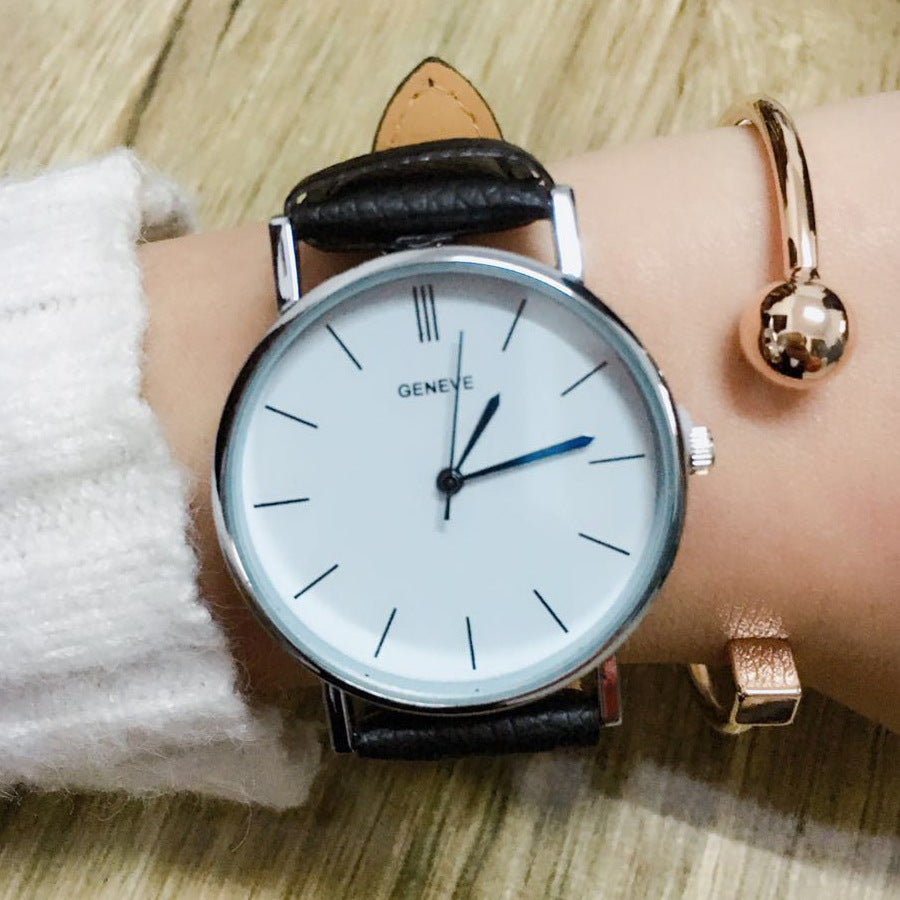 GENEVE Sport Watch with PU Leather Strap for Men