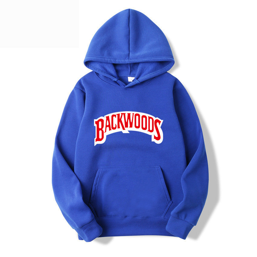 Pullover Hoodie with BACKWOODS Print (Hip-Hop)