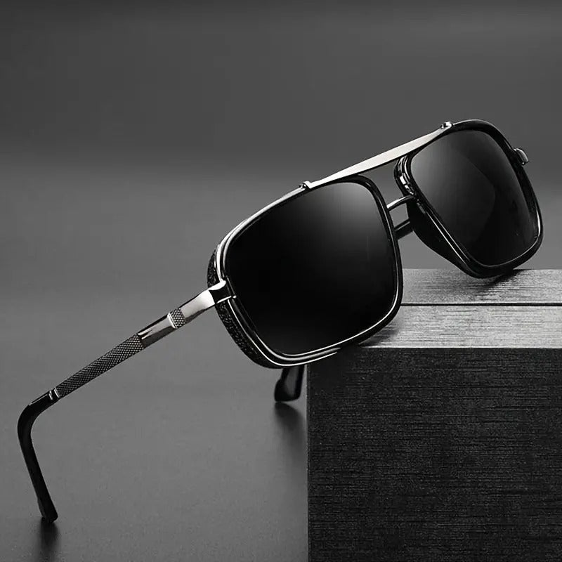 Men's Vintage Steampunk Polarized Rectangular Sunglasses