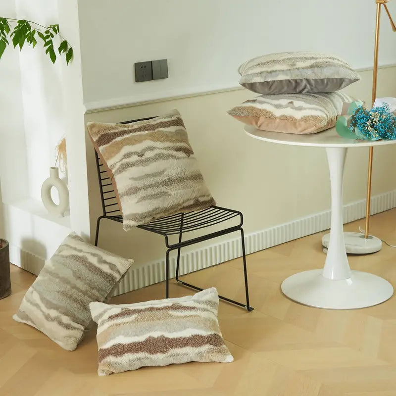 Mixed Plush Throw Pillow Case for Living Room (1pc)