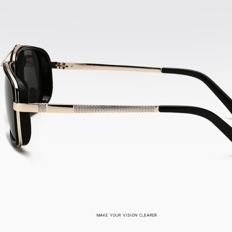 Men's Vintage Steampunk Polarized Rectangular Sunglasses