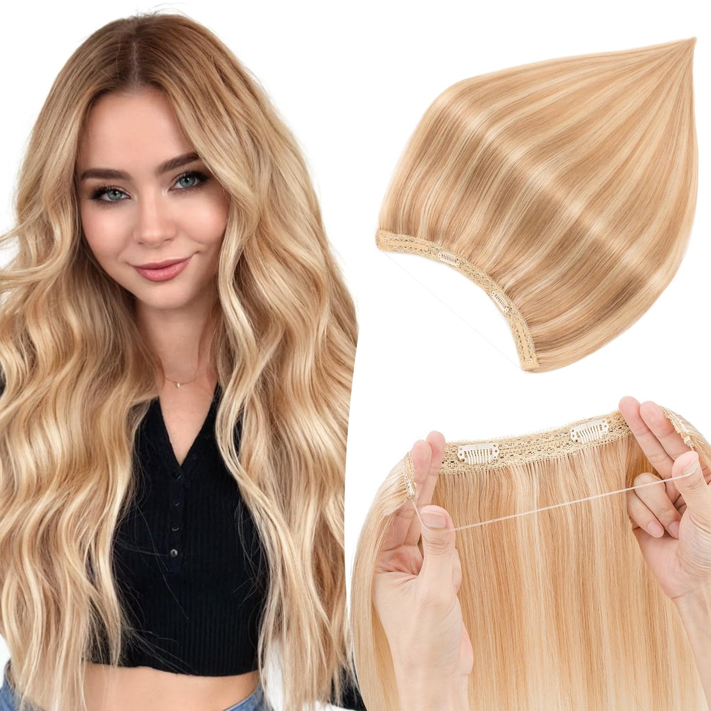 TESSHAIR Real Human 22 Inch Hair Halo Extensions