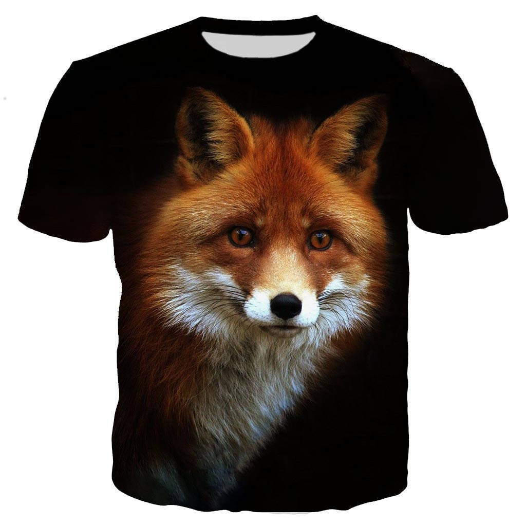 3D Lightning Cat Digital Print Loose Casual T-Shirt