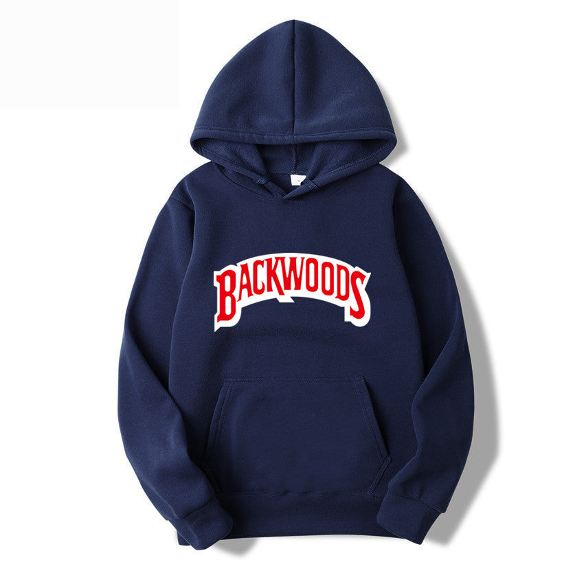 Pullover Hoodie with BACKWOODS Print (Hip-Hop)