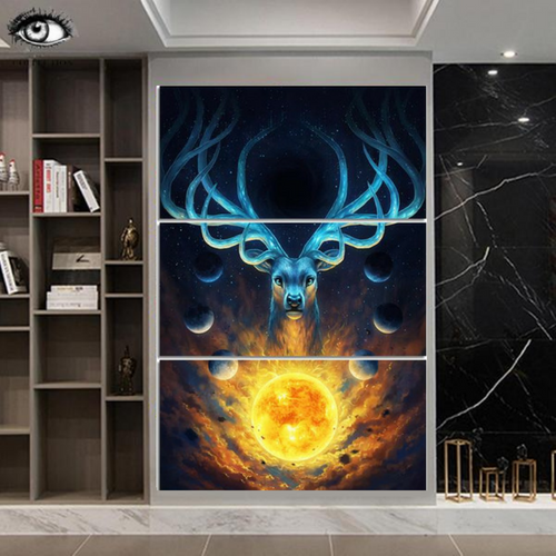 Deer Sun Canvas Wall Art