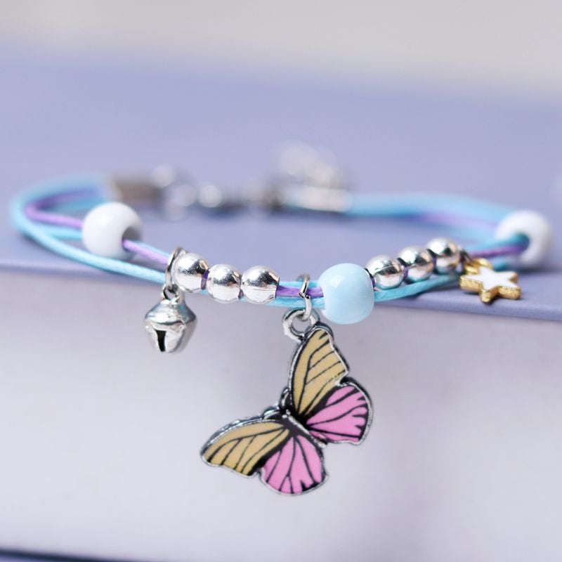 Embroidered Cowhide Bracelet with Alloy Notes