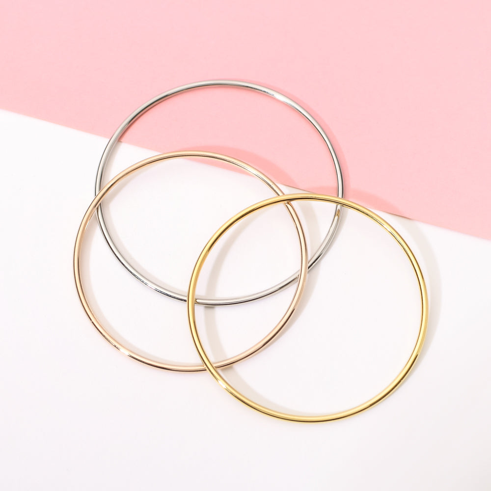 Gold-Plated Stainless Steel Classic Round Coil Bracelet