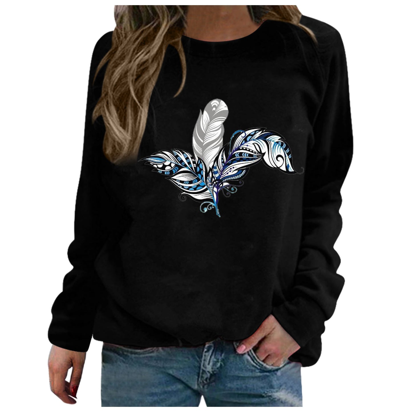 Plus Size Long-Sleeved Printed Hoodie