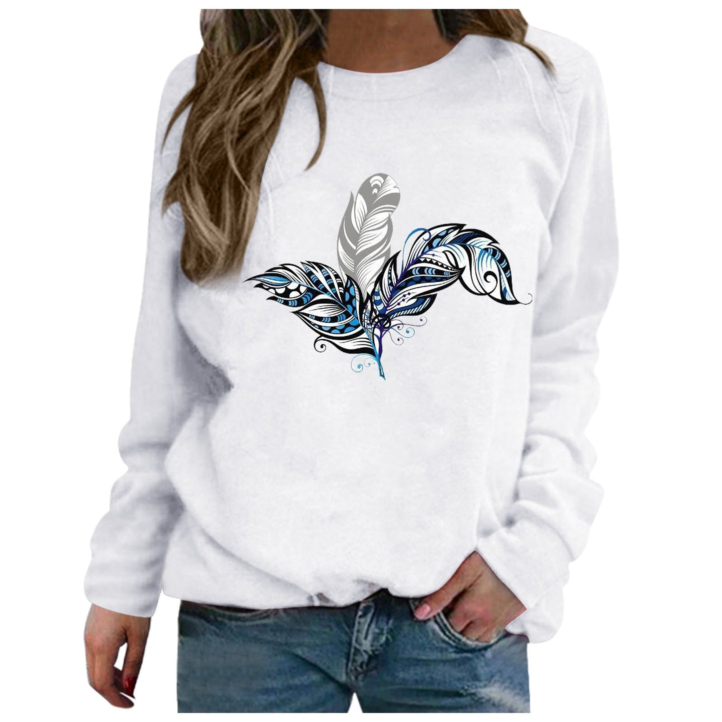 Plus Size Long-Sleeved Printed Hoodie