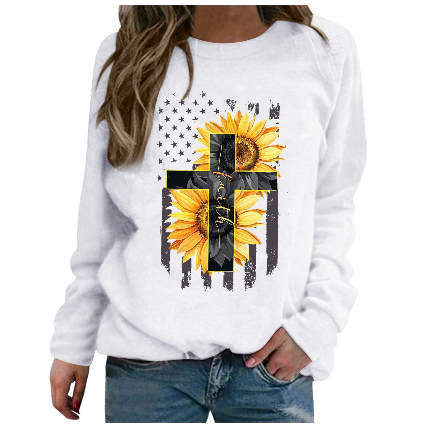 Plus Size Long-Sleeved Printed Hoodie