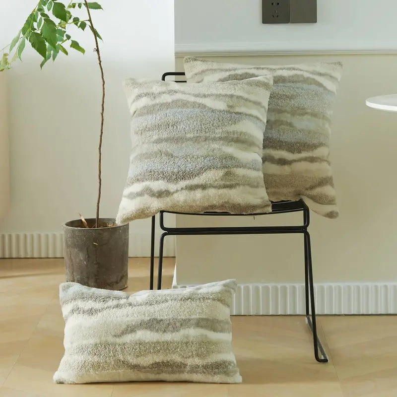 Mixed Plush Throw Pillow Case for Living Room (1pc)