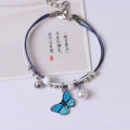 Embroidered Cowhide Bracelet with Alloy Notes