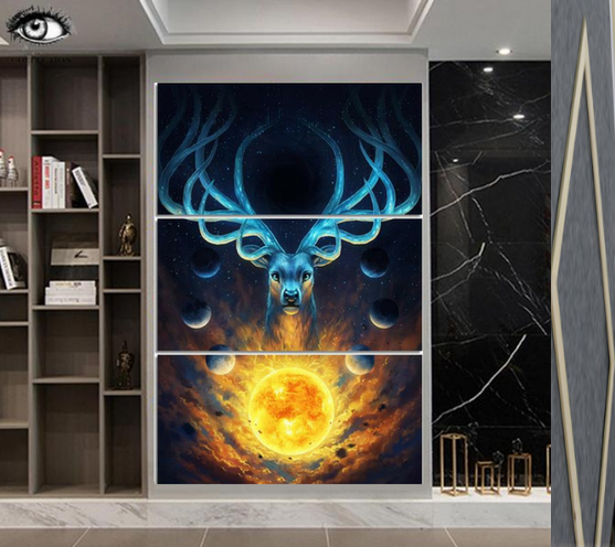Deer Sun Canvas Wall Art