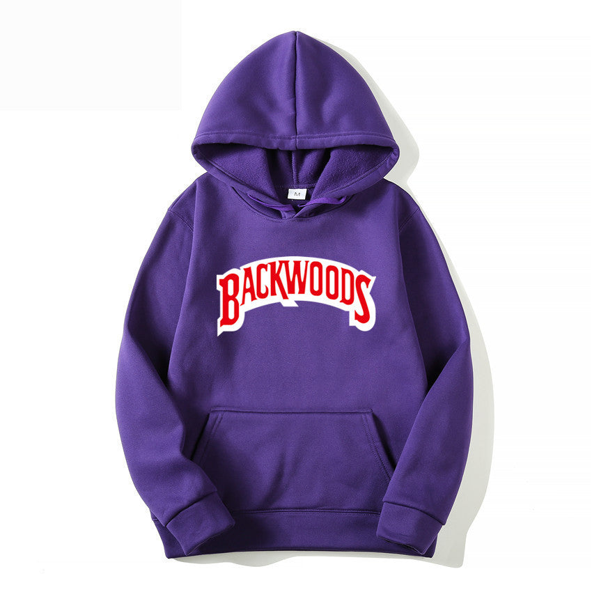 Pullover Hoodie with BACKWOODS Print (Hip-Hop)