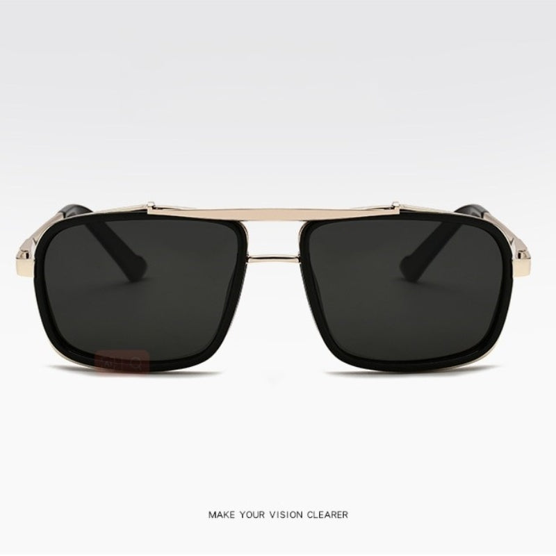 Men's Vintage Steampunk Polarized Rectangular Sunglasses