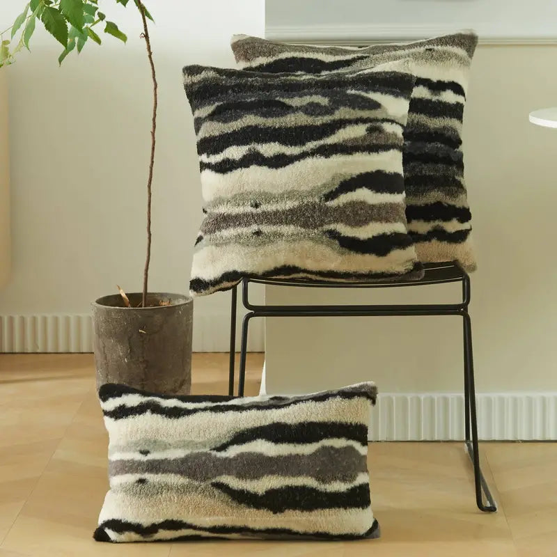 Mixed Plush Throw Pillow Case for Living Room (1pc)
